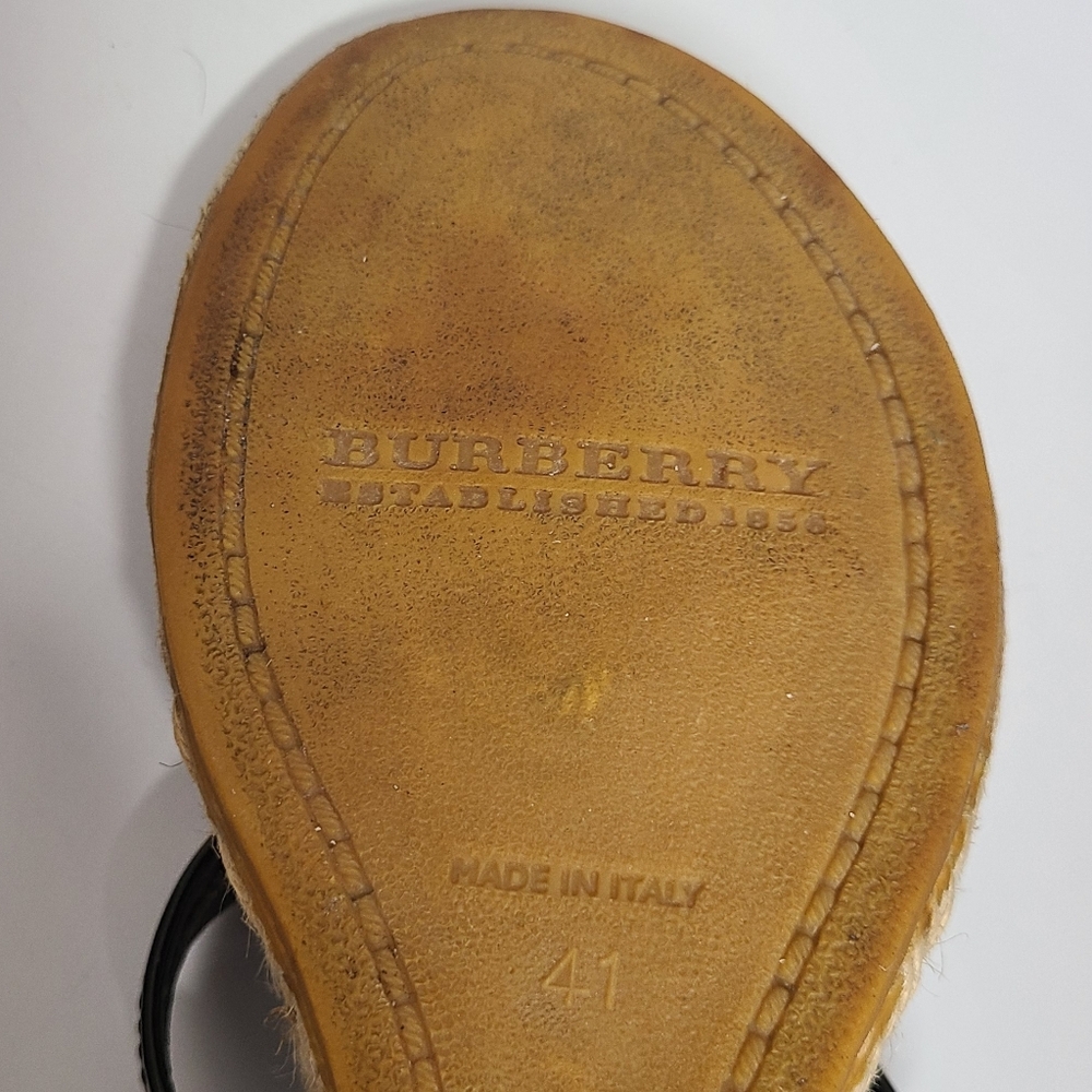 Burberry Vintage Black Patent Nova Check Wedge Thong Sandals with Box Sz 41 US 9 - Picture 12 of 16